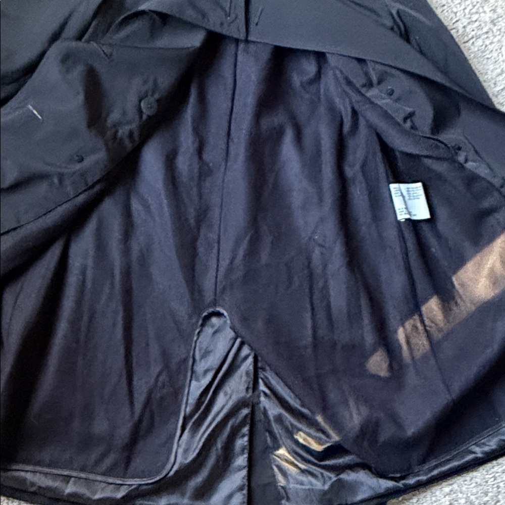 Anne Klein Trench Coat Lined Doube Breasted Belted Black Size S Classic - Picture 7 of 14